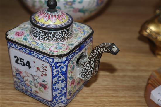 Two 18th century Canton enamel teapots